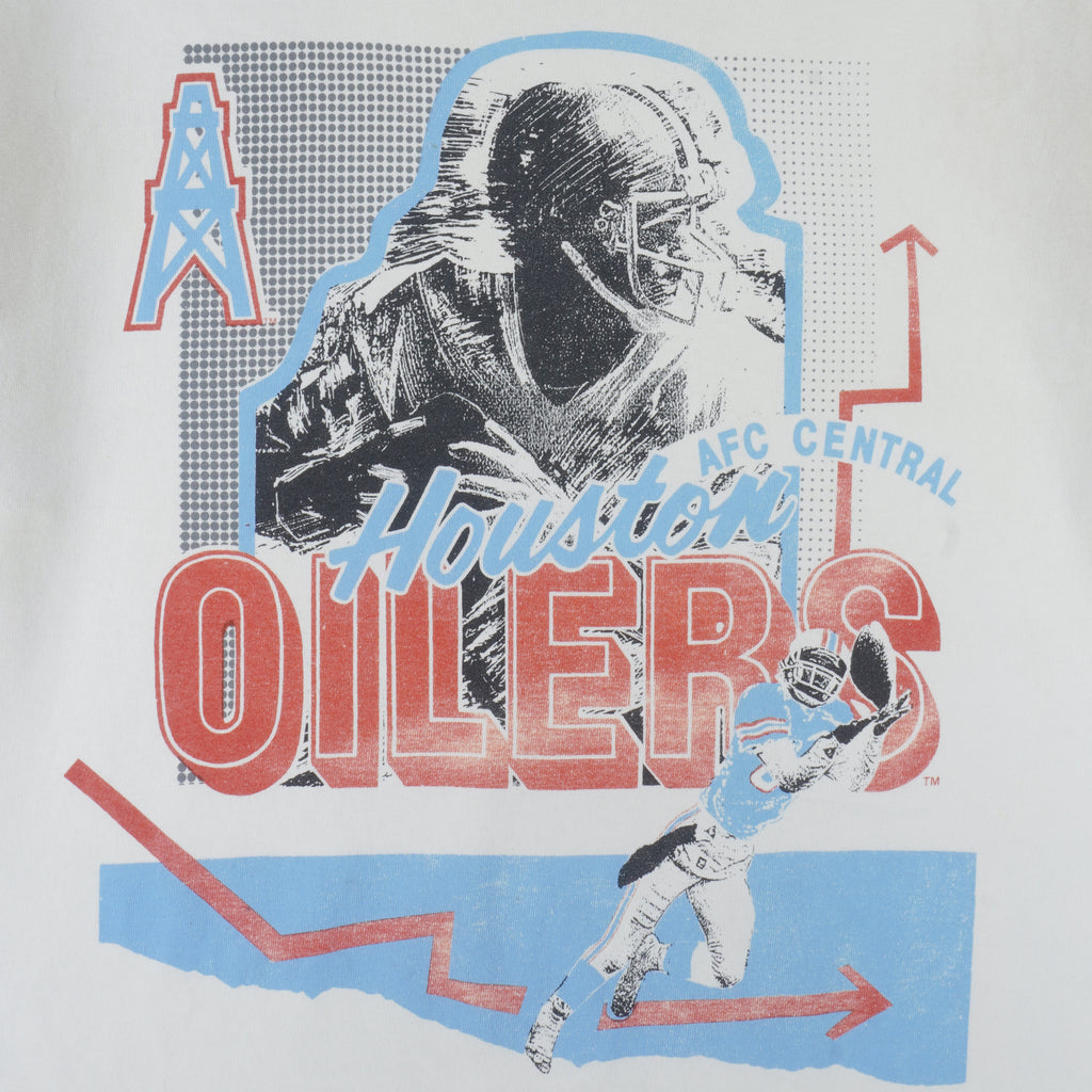 NFL (Trench) - Houston Oilers AFC Champions Spell-Out T-Shirt 1980s X-Large