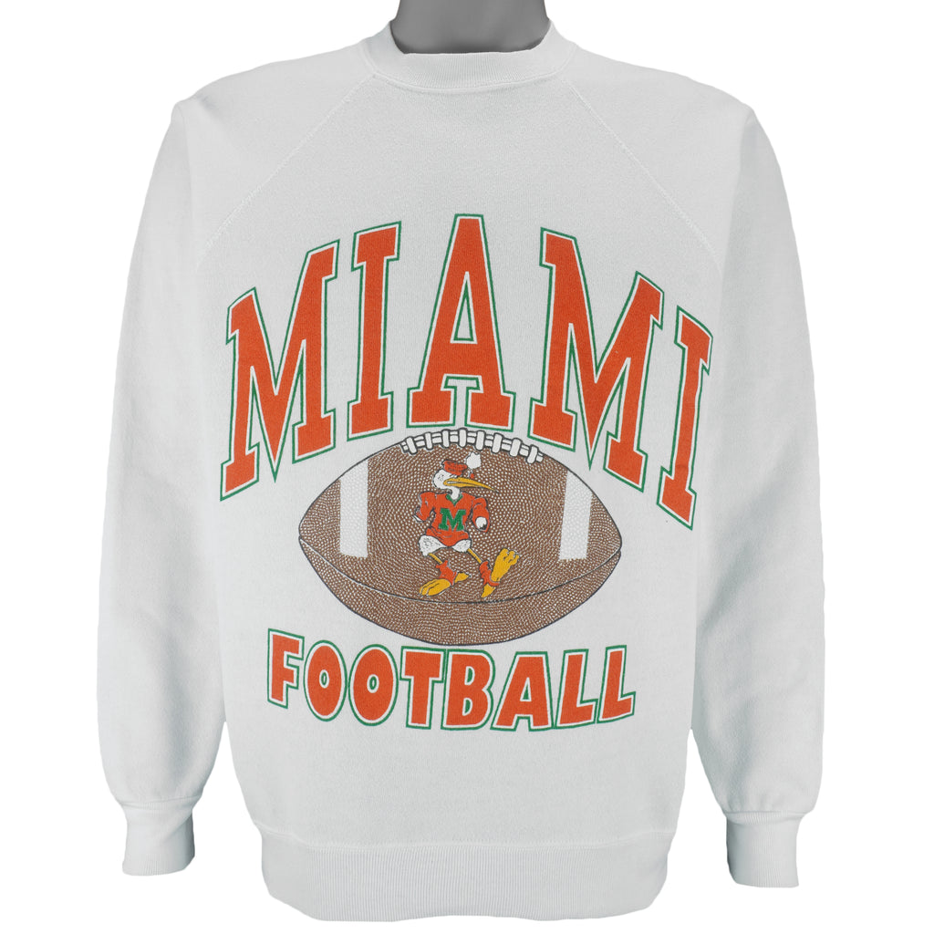 NCAA (Tultex) - Miami Hurricanes Crew Neck Sweatshirt 1990s Large Vintage retro college