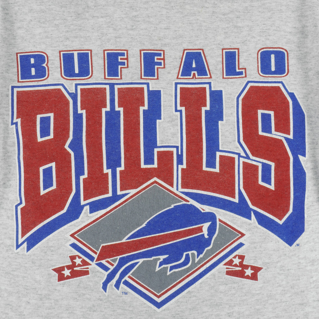 NFL (Trench) - Buffalo Bills Roll Up Sleeves Single Stitch T-Shirt 1990s Large vintage retro football