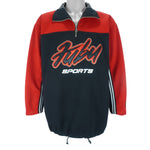 FUBU - Sports Black & Red Embroidered Sweatshirt 1990s Large vintage retro