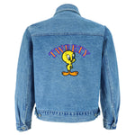 Looney Tunes - Tweety Embroidered Denim Jacket 1990s Medium