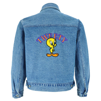 90s VTG Looney Tunes Blue/Red Denim Jacket Embroidered Jean hotsell Jacket M Warner Bros