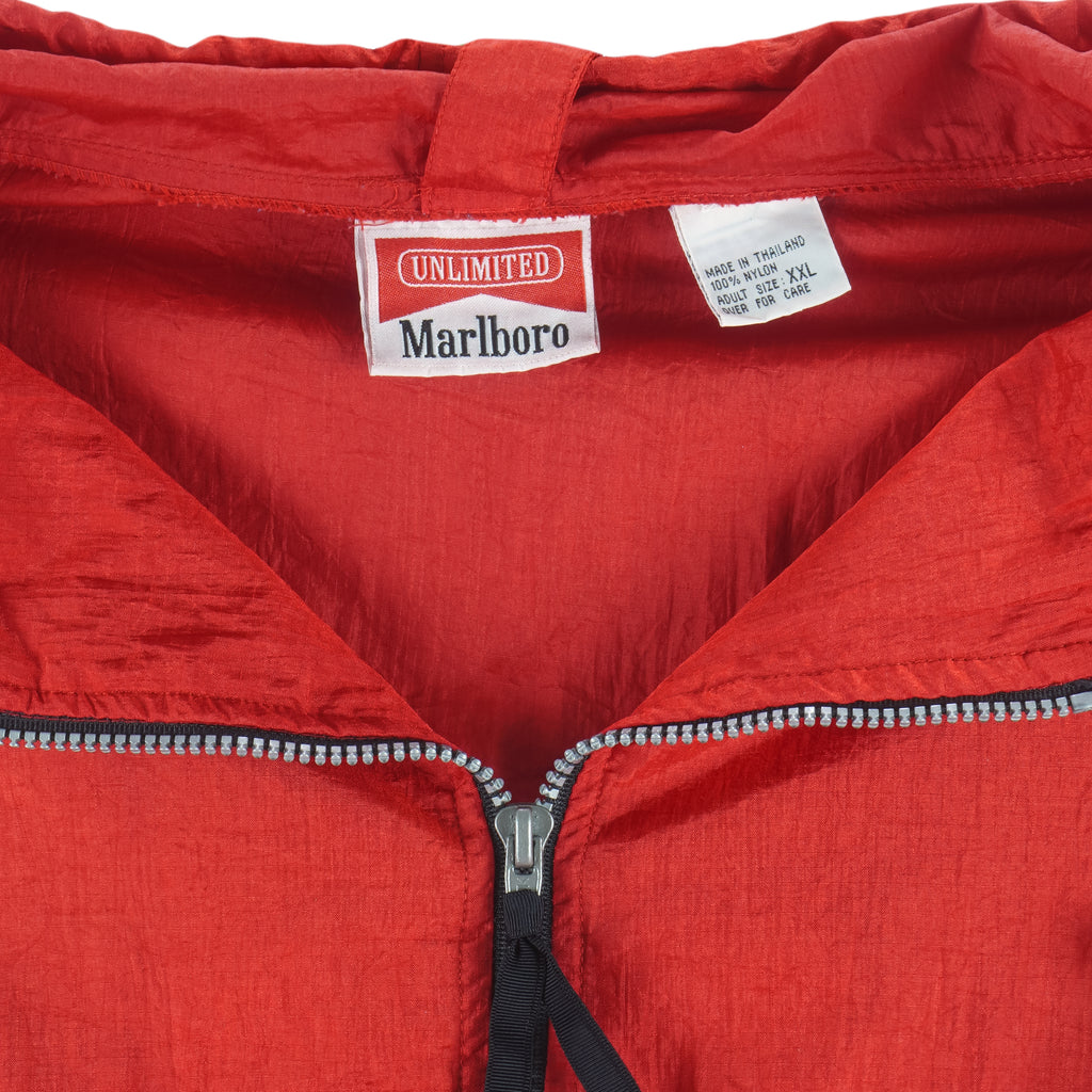 Vintage (Marlboro) - Red 1/4 Zip Pullover Packable Windbreaker 1990s XX-Large