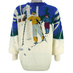 Vintage (Wind River) - Ski Graphic Crew Neck Hand-Knit Sweater 1990s Large