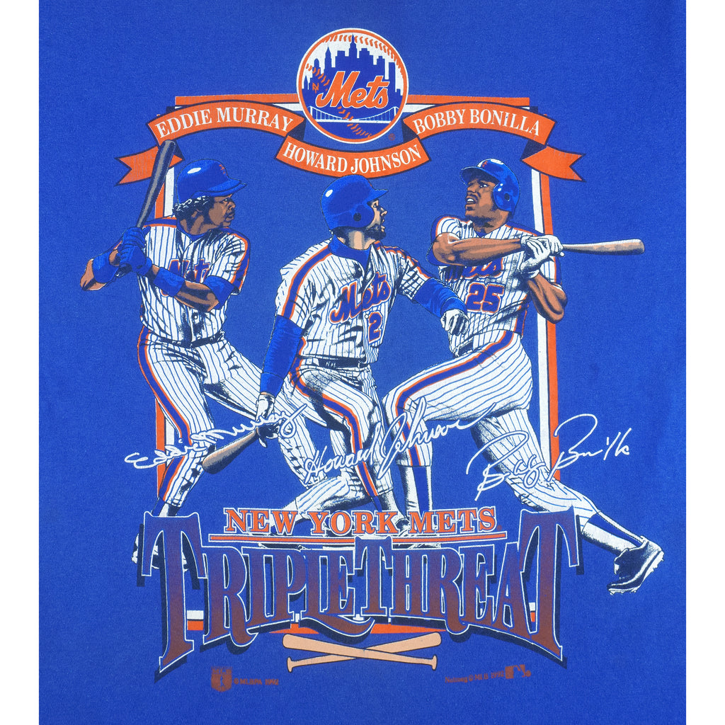 MLB (Nutmeg) - NY Mets Triple Threat Eddie, Howard & Bobby MVP T-Shirt 1992 Large