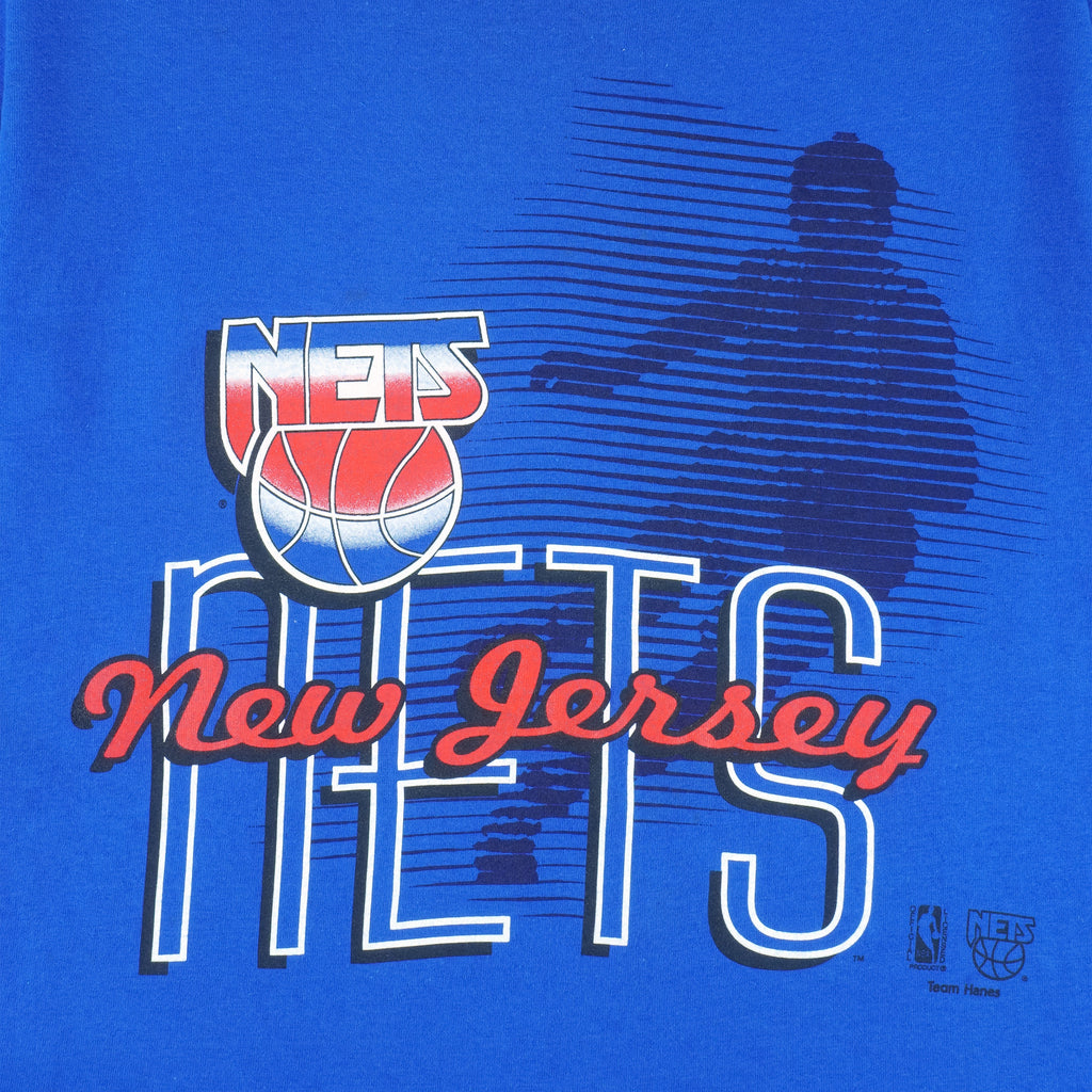 NBA (Hanes) - New Jersey Nets Single Stitch T-Shirt 1990s Medium vintage retro basketball