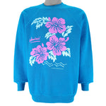 Vintage (Hanes) - Hibiscus Flower Hawaii Crew Neck Sweatshirt 1990s Large vintage retro