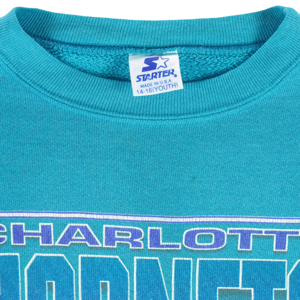 Starter - Charlotte Hornets Crew Neck Sweatshirt 1990s Small Youth Vintage retro basketball