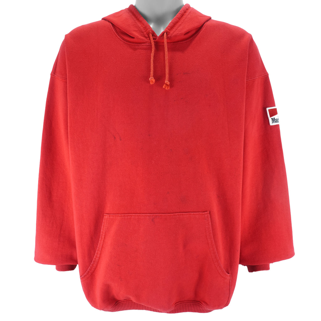 Vintage (Marlboro) - Red Hooded Sweatshirt 1990s X-Large vintage retro