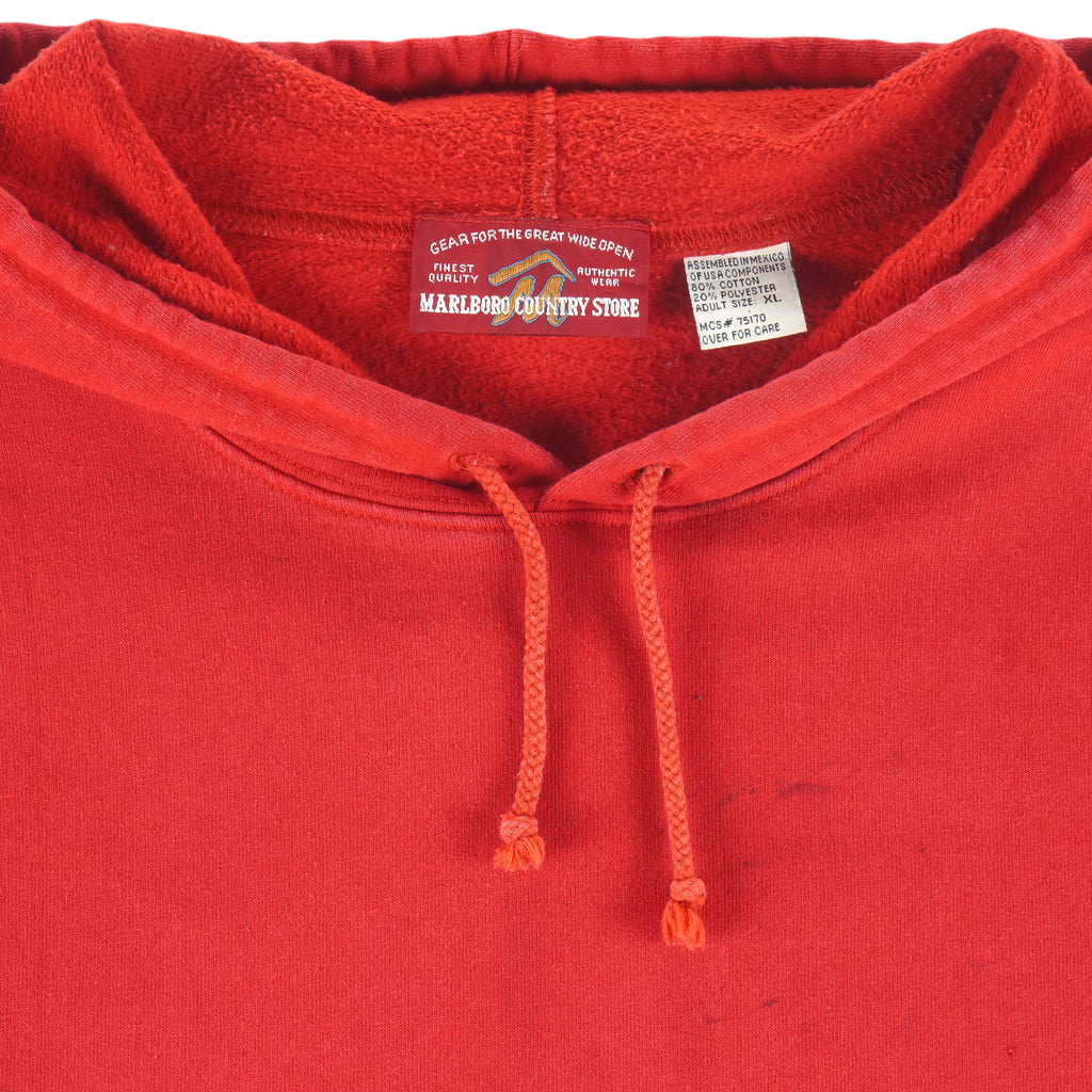 Vintage (Marlboro) - Red Hooded Sweatshirt 1990s X-Large vintage retro