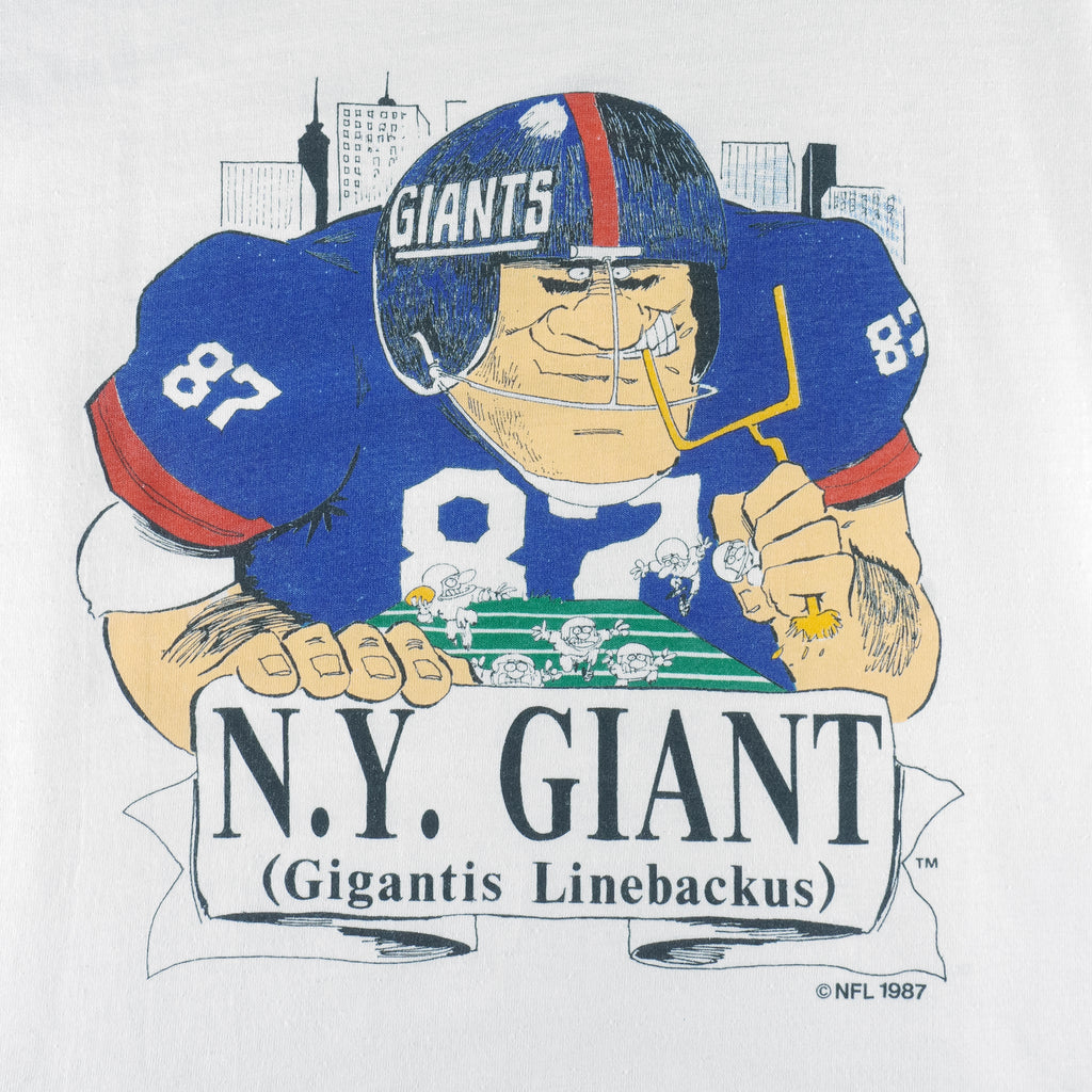 NFL (APS) - New York Giants (Gigantis Linebackus) Cartoon T-Shirt 1987 Large