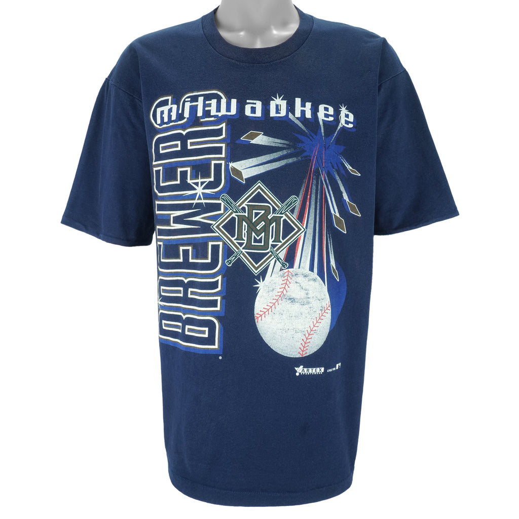 MLB (Artex) - Milwaukee Brewers Roll Up Sleeves Single Stitch T-Shirt 1993 X-Large