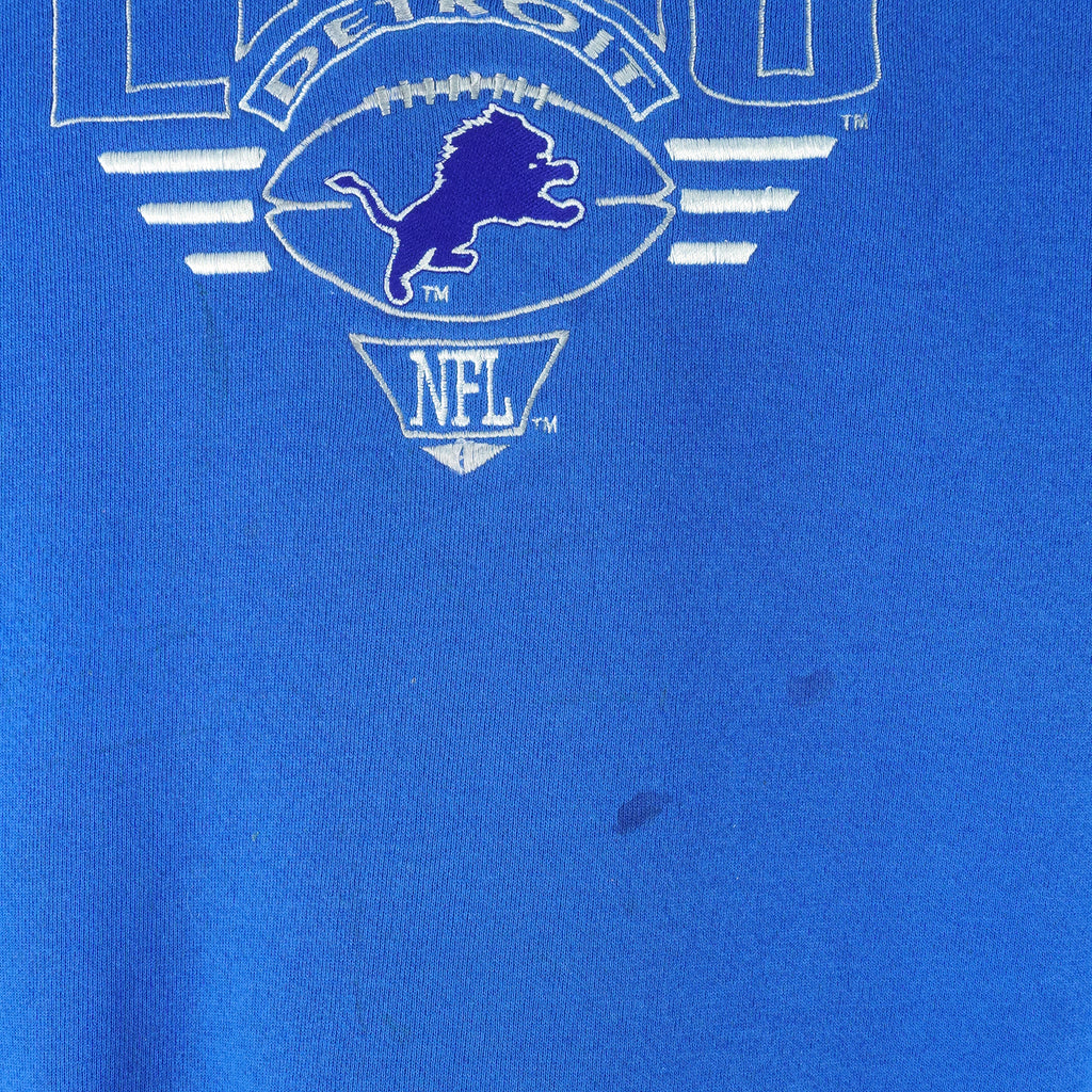 NFL (Logo 7) - Detroit Lions Embroidered Crew Neck Sweatshirt 1990s X-Large