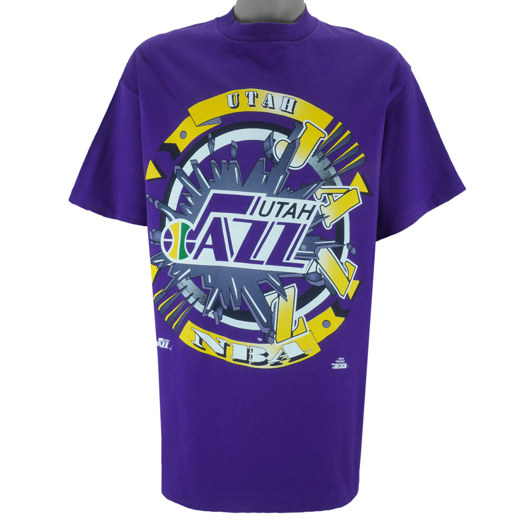 NBA (Trench) - Utah Jazz Spell-Out T-Shirt 1990s X-Large