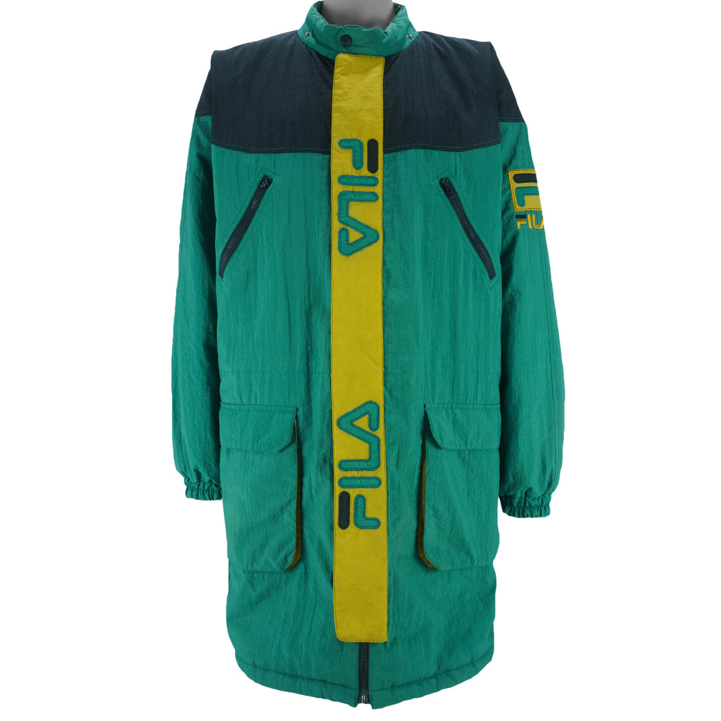FILA - Embroidered Monogram Puffer Jacket 1990s XX-Large vintage retro