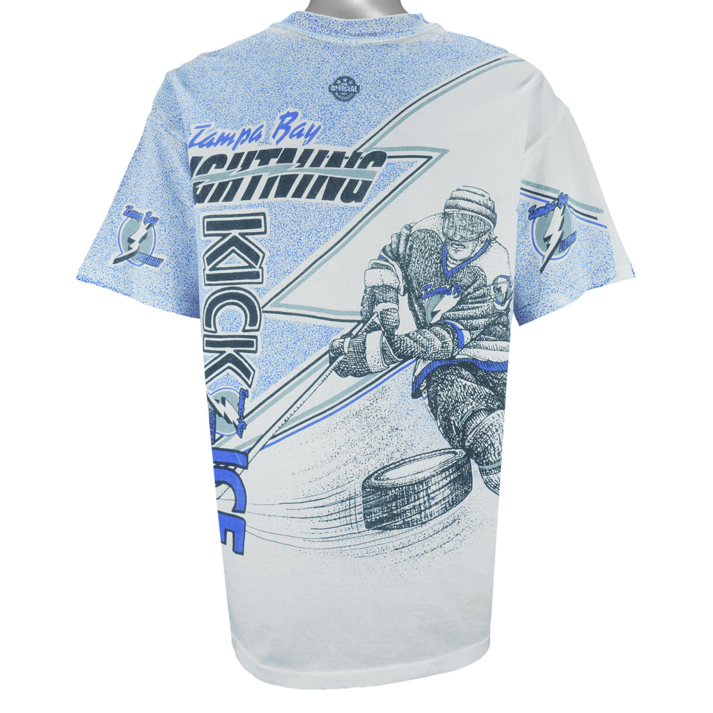 NHL (Hanes) - Tampa Bay Lightning All Over Print T-Shirt 1990s X-Large vintage retro hockey