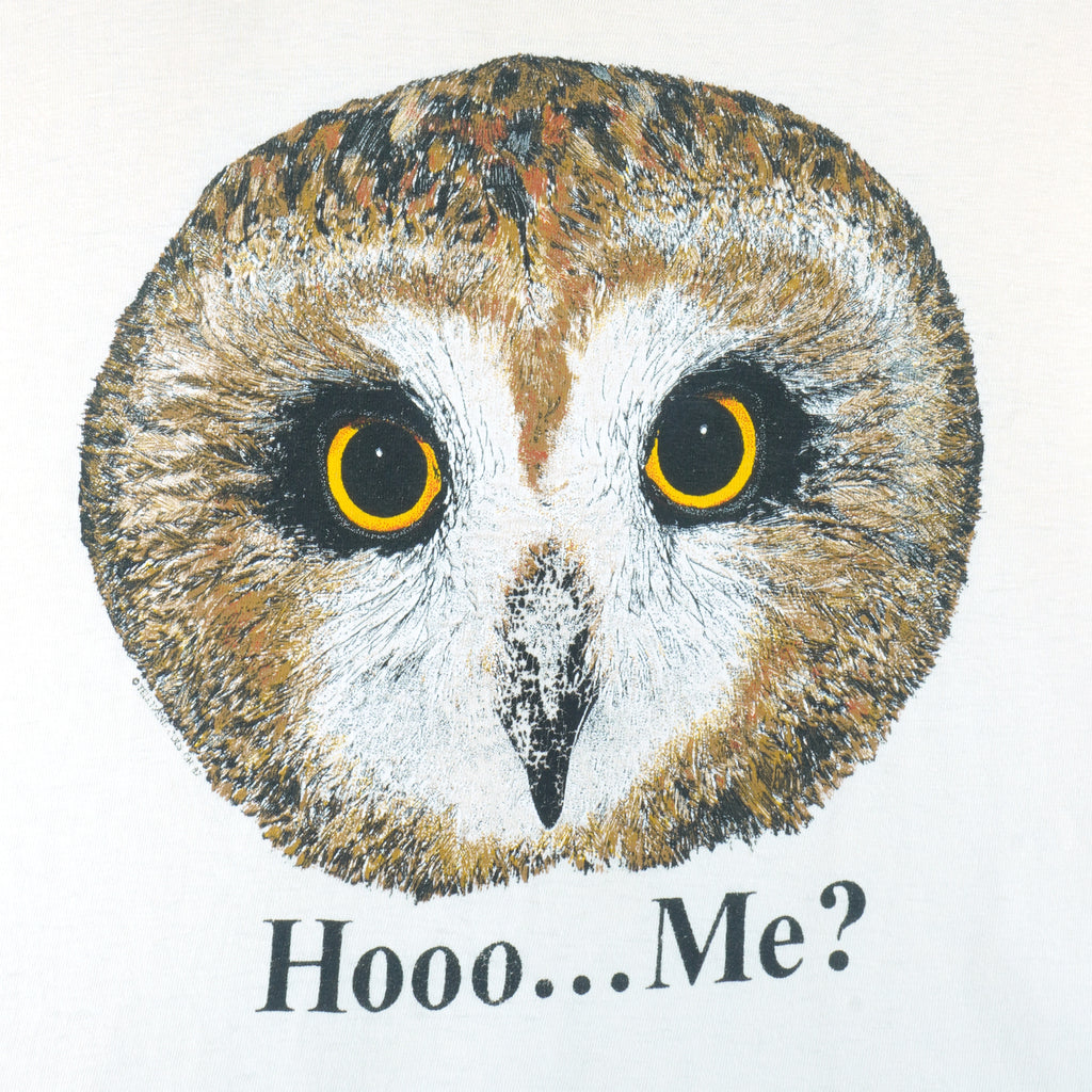 Vintage (Stedman) - Hoo Me Owls Animals Print T-Shirt 1990s X-Large