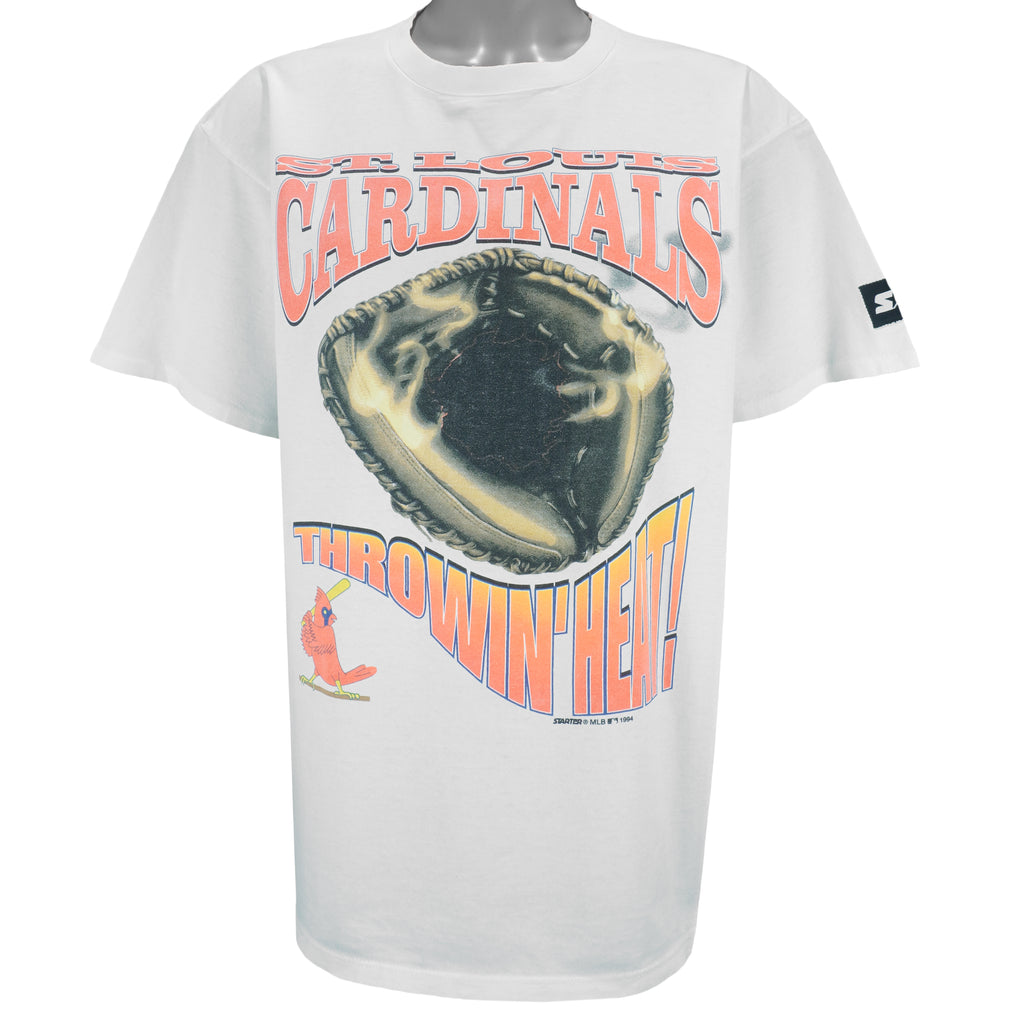 Starter - St. Louis Cardinals Throwing Heat Single Stitch T-Shirt 1994 X-Large vintage retro baseball