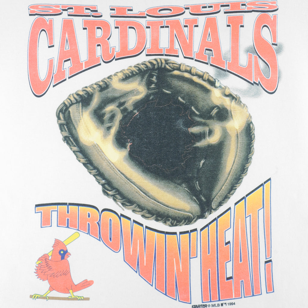 Starter - St. Louis Cardinals Throwing Heat Single Stitch T-Shirt 1994 X-Large vintage retro baseball