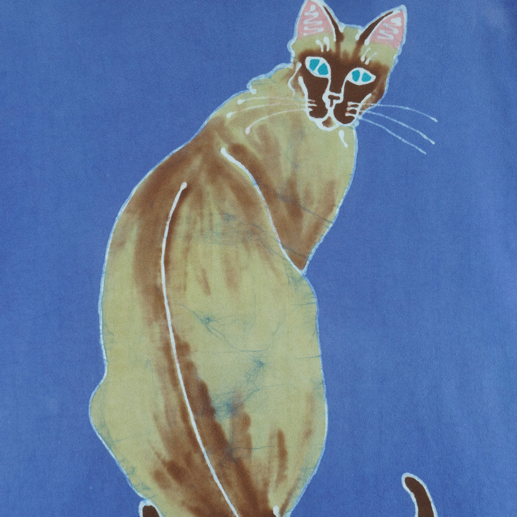 Vintage (Fruit Of The Loom) - Burmese Cat Animal Painting T-Shirt 1990s XX-Large