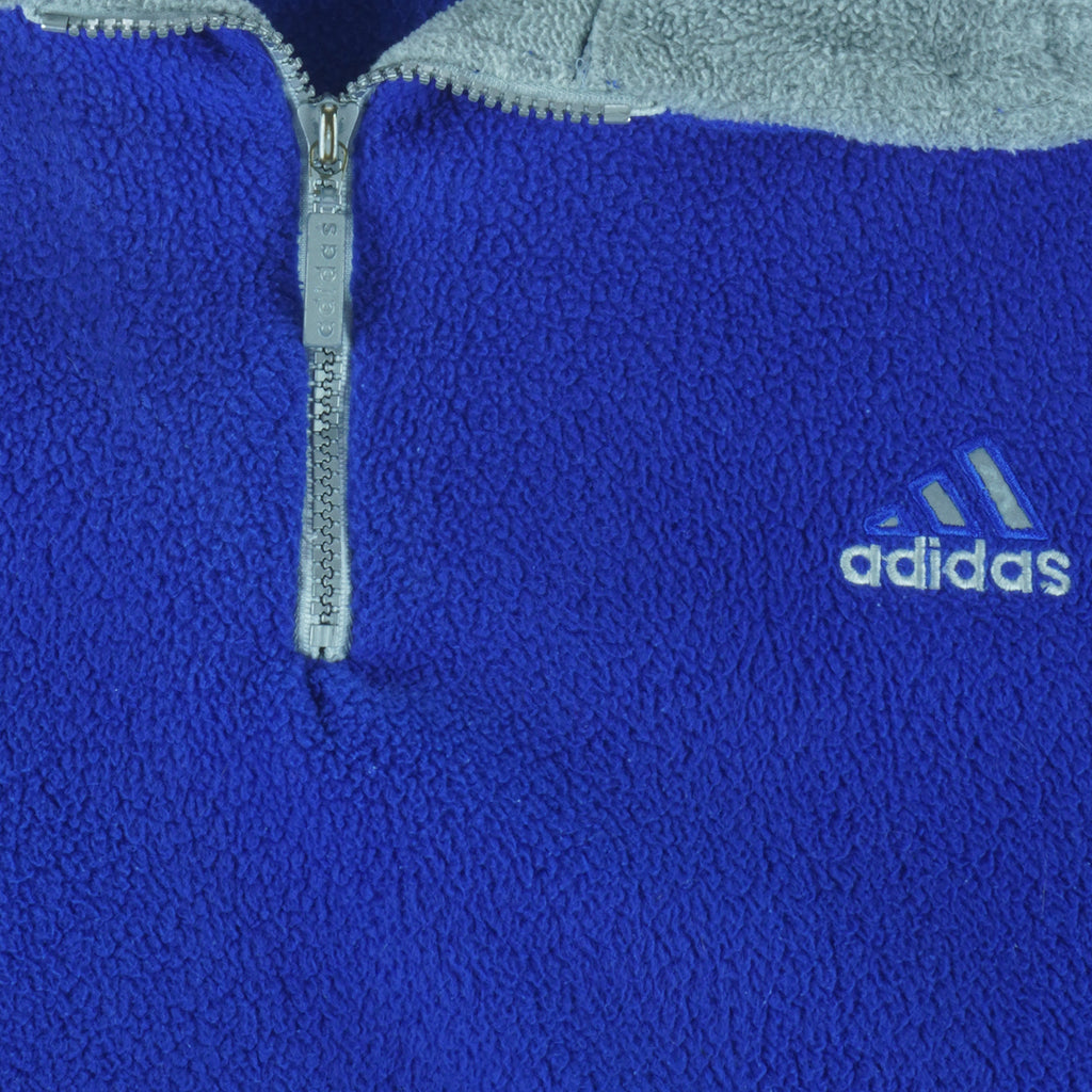 Adidas - Blue 1/4 Zip Fleece Sweatshirt 1990s X-Large