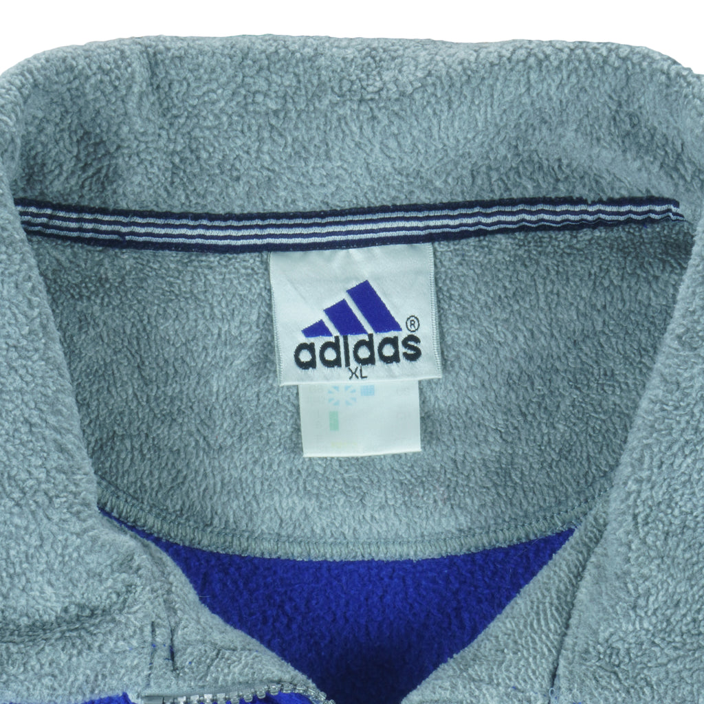 Adidas - Blue 1/4 Zip Fleece Sweatshirt 1990s X-Large