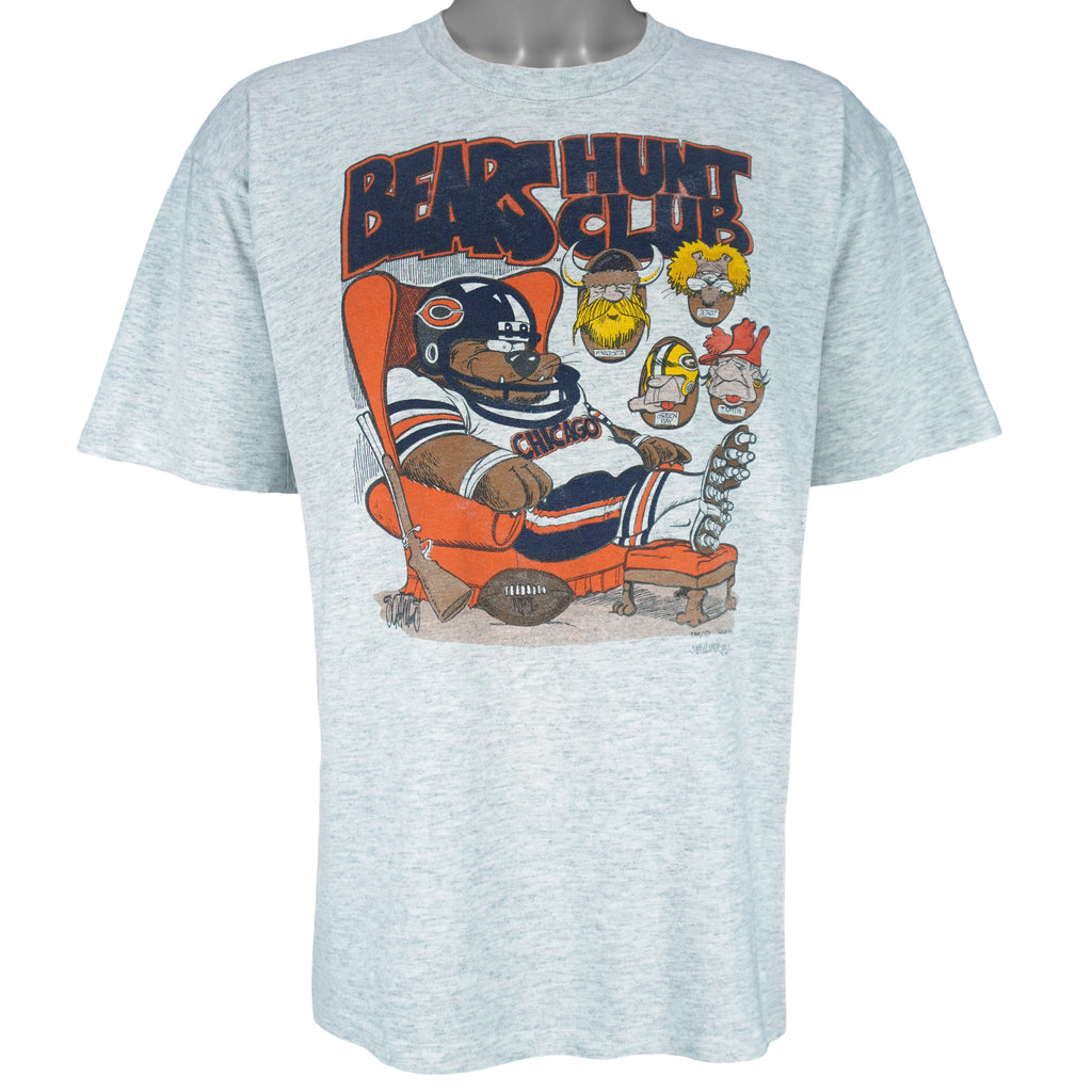 NFL - Chicago Bears Hunt Club Caricature Single Stitch T-Shirt 1991 Large