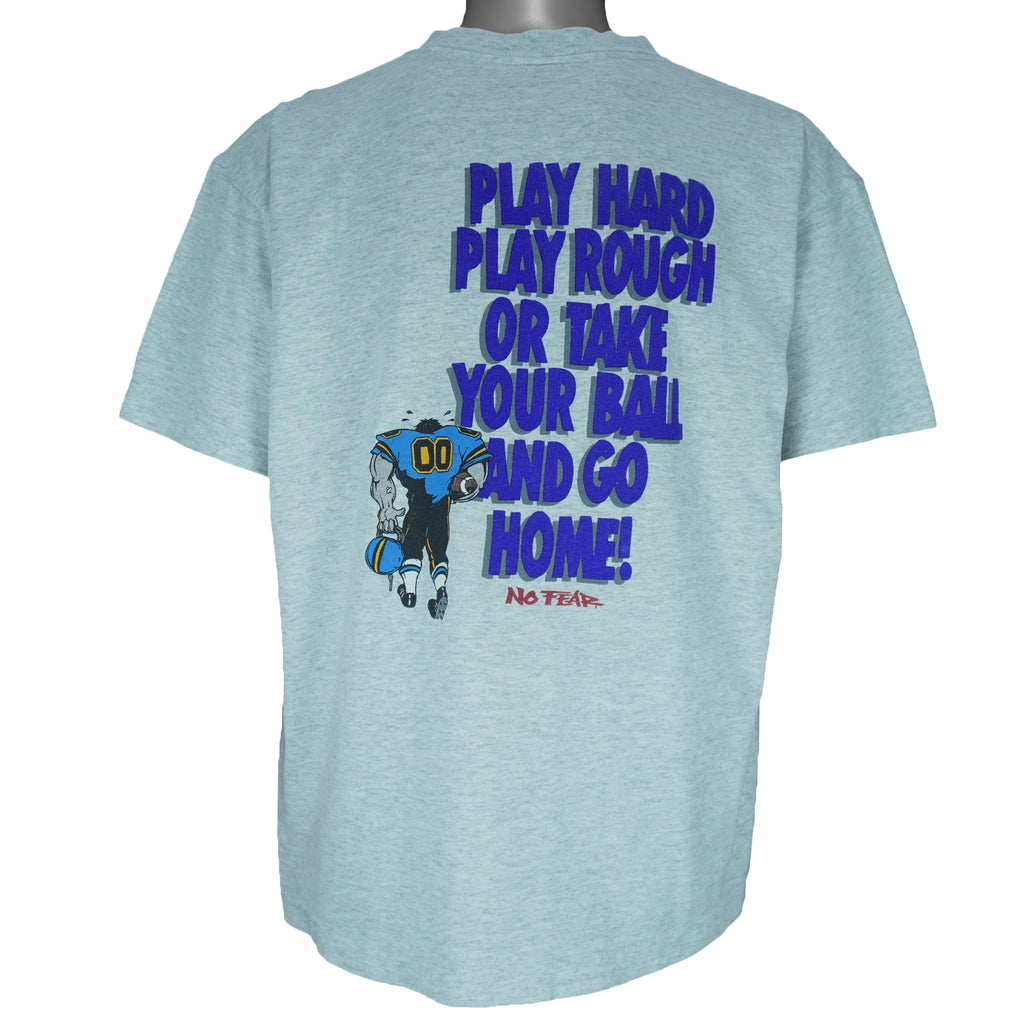 Vintage (No Fear) - Play Hard Play Rough Football T-Shirt 1990s Large