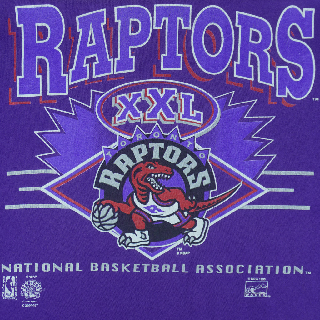 NBA (Waves) - Toronto Raptors XXL Roll Up Sleeves T-Shirt 1995 X-Large vintage retro basketball