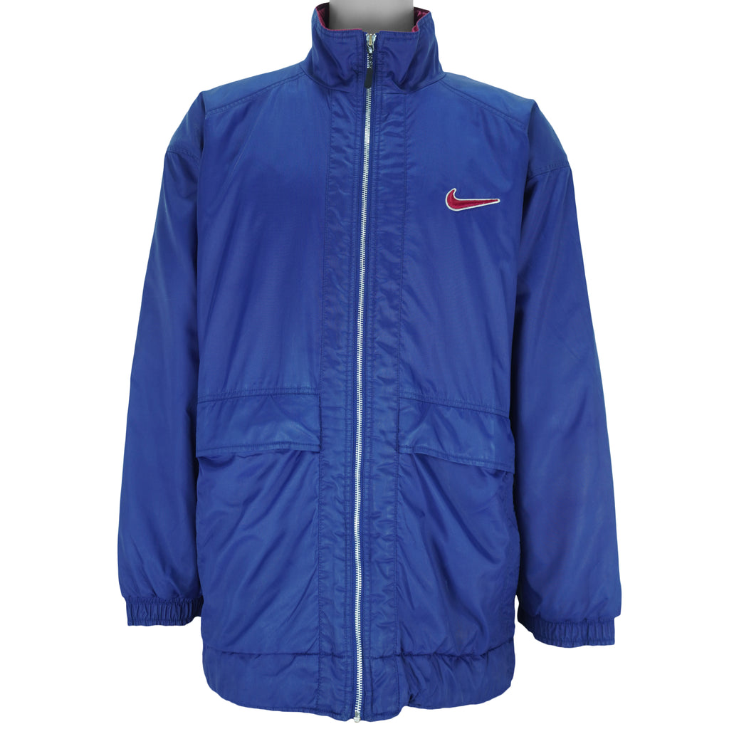 Nike - Blue Embroidered Logo Jacket 1990s Large Vintage Retro