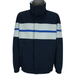 Nautica - Navy Blue Striped Zip-Up Windbreaker 2000s Large