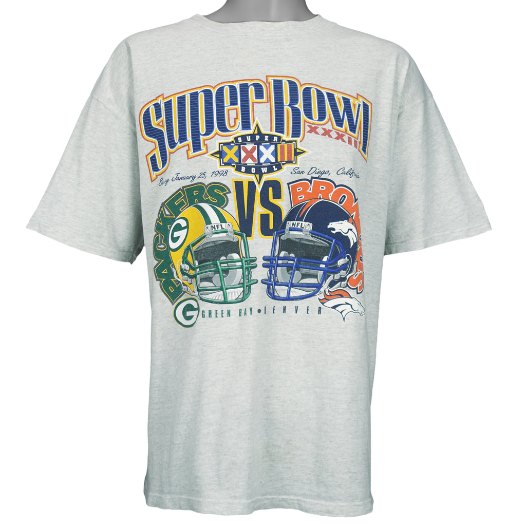 NFL (Logo Athletic) - Super Bowl XXXII Packers Vs Broncos T-Shirt 1998 X-Large Football