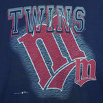 1997 vintage MLB Minnesota Twins spell-out T-Shirt by Champknit for Team Hanes. Blue in color, Medium in size and is in excellent condition.