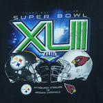 2009 vintage NFL Super Bowl XLIII Pittsburgh Steelers Vs Arizona Cardinals T-Shirt by Reebok. Black​ in color with helmets head-to-head on front, fits X-Large in size and is in excellent condition.