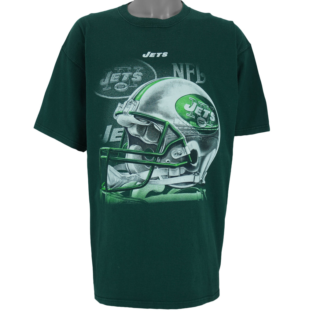 NFL - New York Jets Big Logo & Helmet T-Shirt 2000s XX-Large vintage retro football