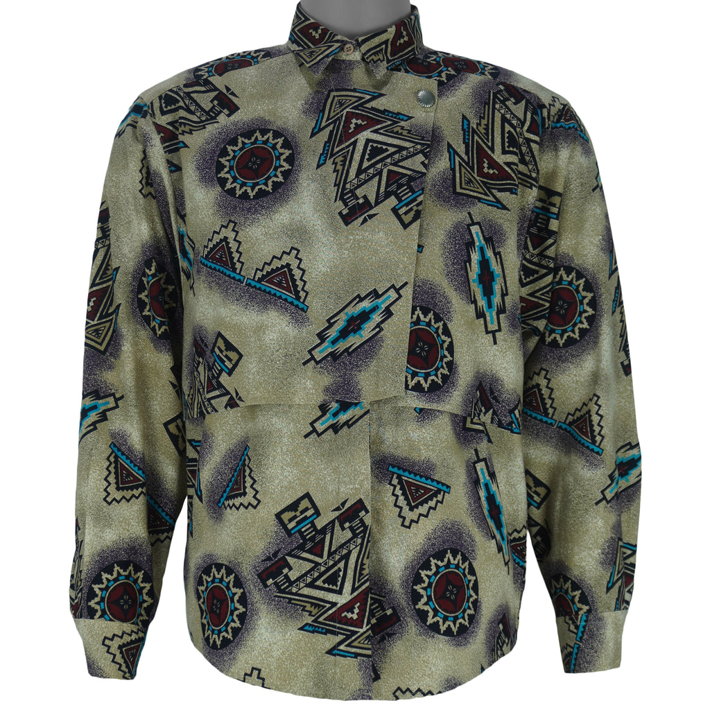 Vintage - Wrangler Southwestern Aztec Pattern Button-Up Shirt 1990s Large Vintage Retro