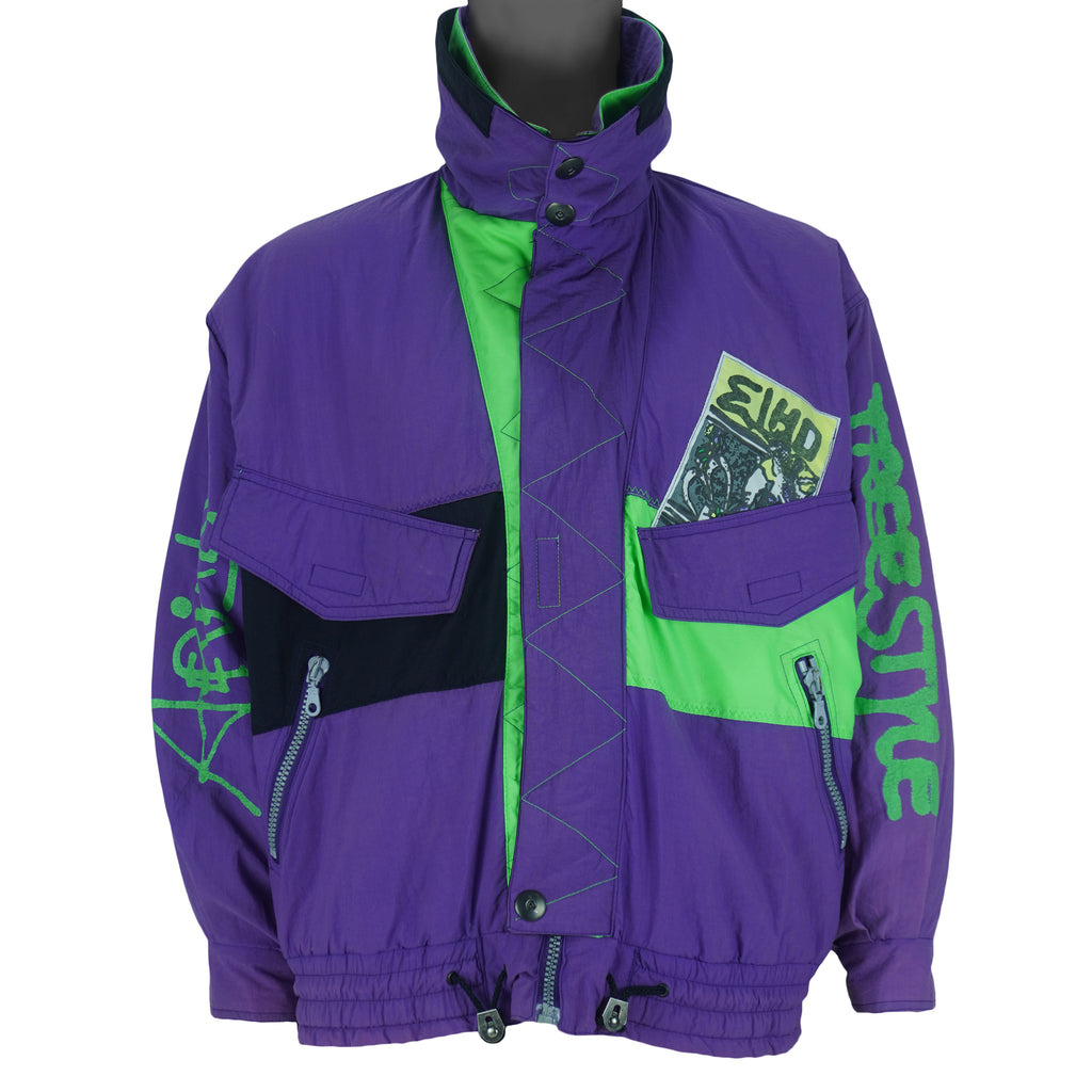 Vintage (Elho) - Purple & Patterned Freestyle Neon Puffer Jacket 1990s Large vintage retro