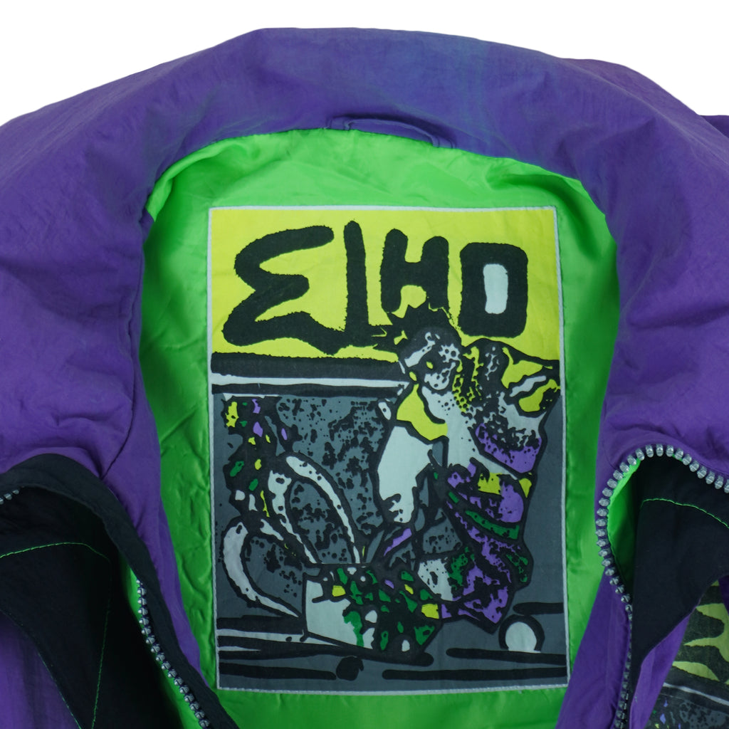 Vintage (Elho) - Purple & Patterned Freestyle Neon Puffer Jacket 1990s Large vintage retro