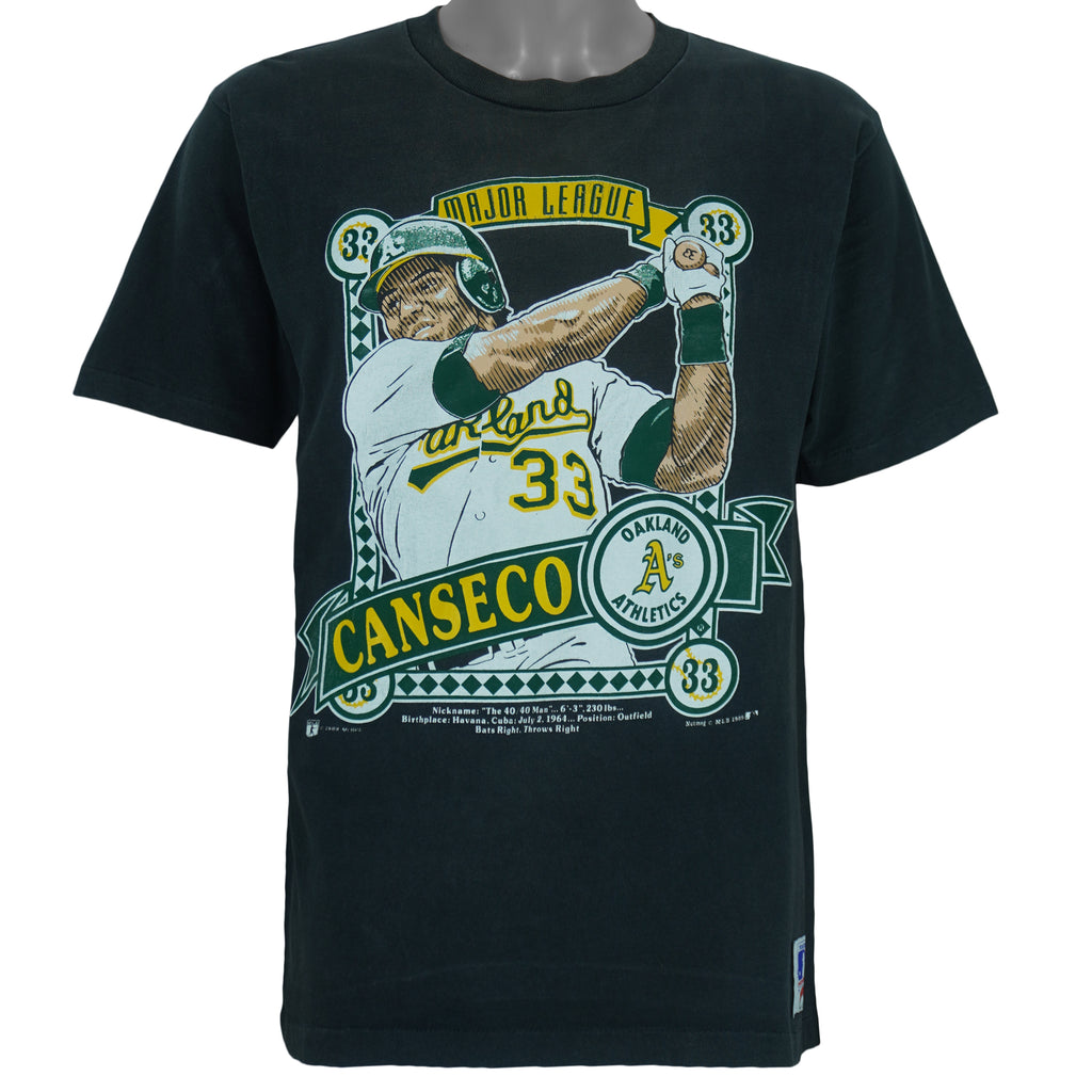 MLB (Nutmeg) - Oakland Athletics Jose Canseco Player T-Shirt 1989 Large vintage retro baseball