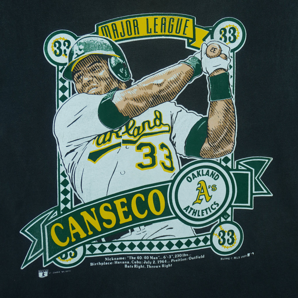 MLB (Nutmeg) - Oakland Athletics Jose Canseco Player T-Shirt 1989 Large vintage retro baseball