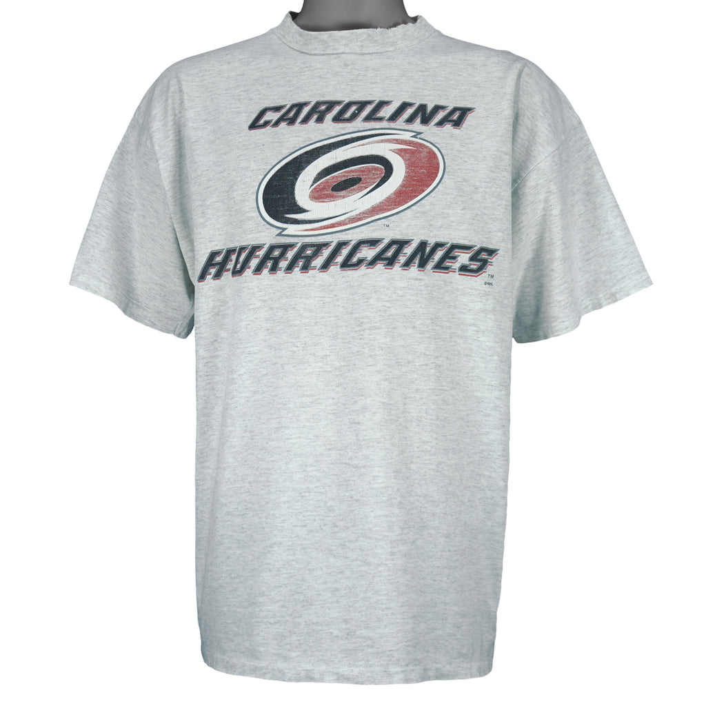 NHL (Logo 7) - Carolina Hurricanes Printed T-Shirt 1990s X-Large Vintage Retro Hockey