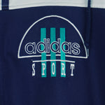 Adidas - Blue and white Big Logo Hooded Track Jacket 1990s Large Vintage Retro