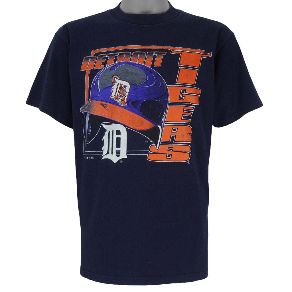 MLB (Competitor) - Detroit Tigers Helmet T-Shirt 1995 Large Vintage Retro Baseball