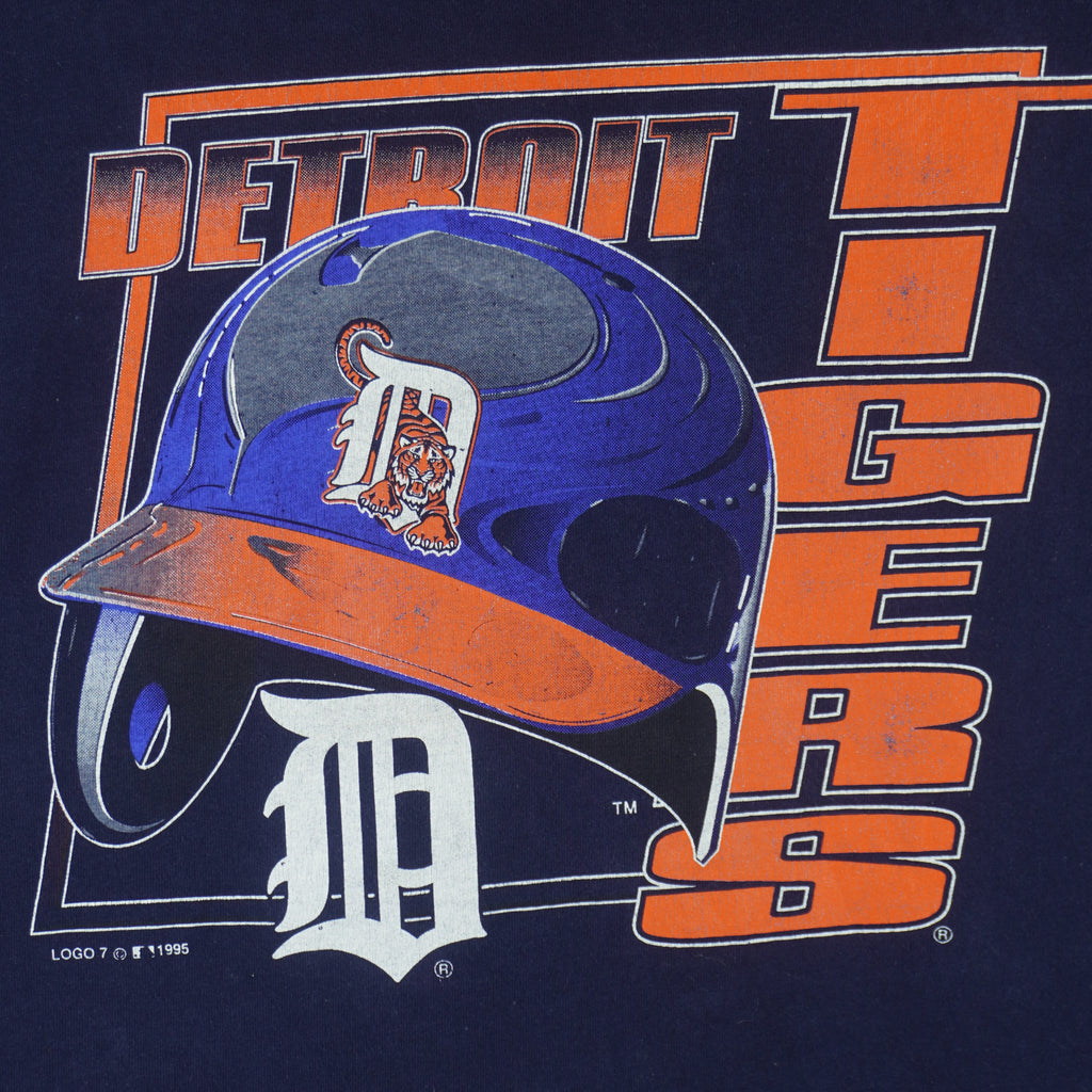 MLB (Competitor) - Detroit Tigers Helmet T-Shirt 1995 Large Vintage Retro Baseball