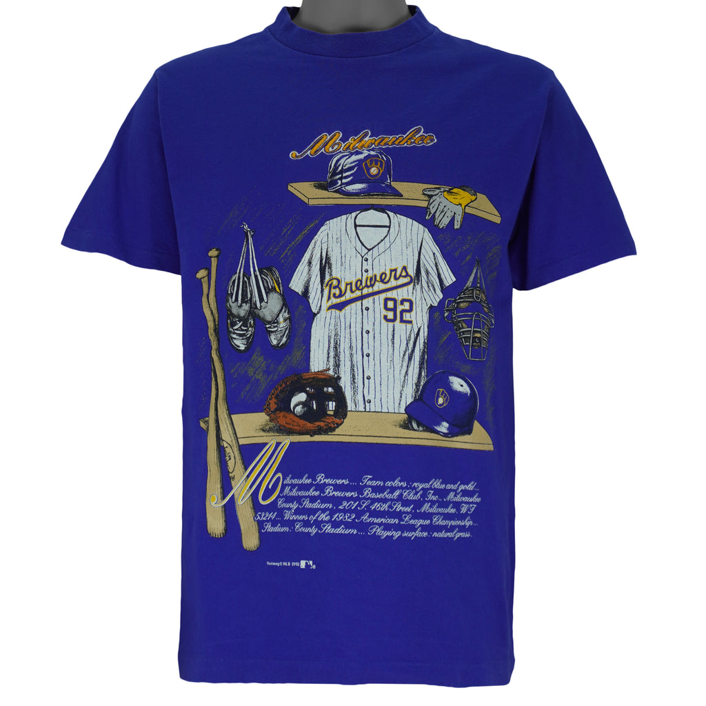 MLB (Nutmeg) - Milwaukee Brewers T-Shirt 1992 Large Vintage Retro Baseball