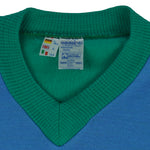 Adidas - Green and blue Colorblock Crew Neck Sweatshirt 1990s Small Vintage Retro