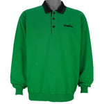 Diadora - Green 1/4 Button-up Sweatshirt 1990s Large Vintage Retro