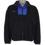 Columbia - Black with Blue Zip-Up Fleece Jacket 1990s Medium