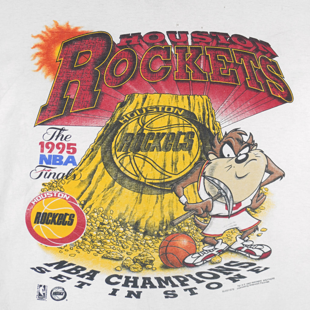 NBA (Signal) - Houston Rockets Vs Taz Finals Champions T-Shirt 1995 Large Vintage Retro Basketball