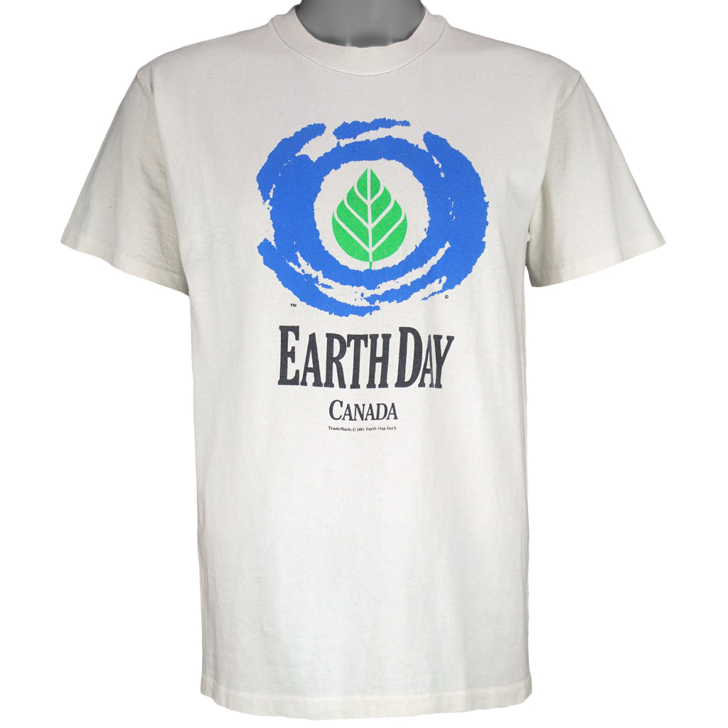 Vintage (Hanes) - Earth Day Canada Single Stitch T-Shirt 1991 Medium Vintage Retro